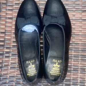 Brooks Brothers Black Leather Bow Ballet Flats